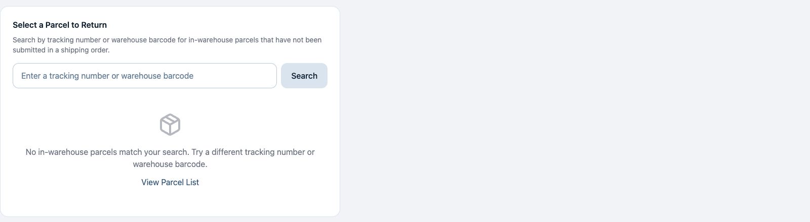 Actual ShipVida customer interface